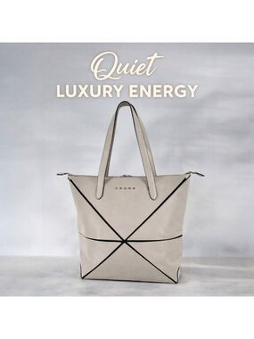 Cross Ivory Geometric Tote | Large Structured Shoulder Bag | Minimalist Work Bag